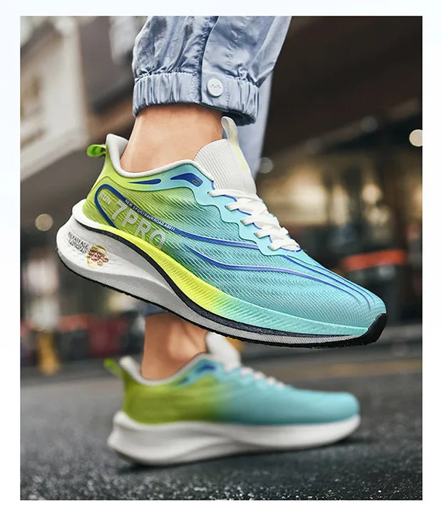 Tênis de corrida masculino de verão novo profissional placa de carbono sapatos de treinamento esportivo ao ar livre antiderrapante absorção de choque tênis
