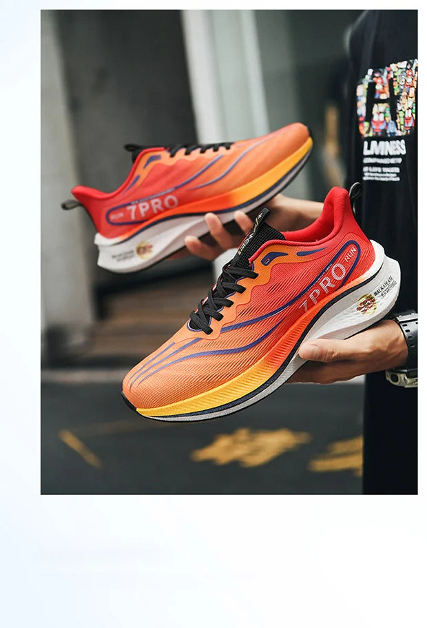 Tênis de corrida masculino de verão novo profissional placa de carbono sapatos de treinamento esportivo ao ar livre antiderrapante absorção de choque tênis