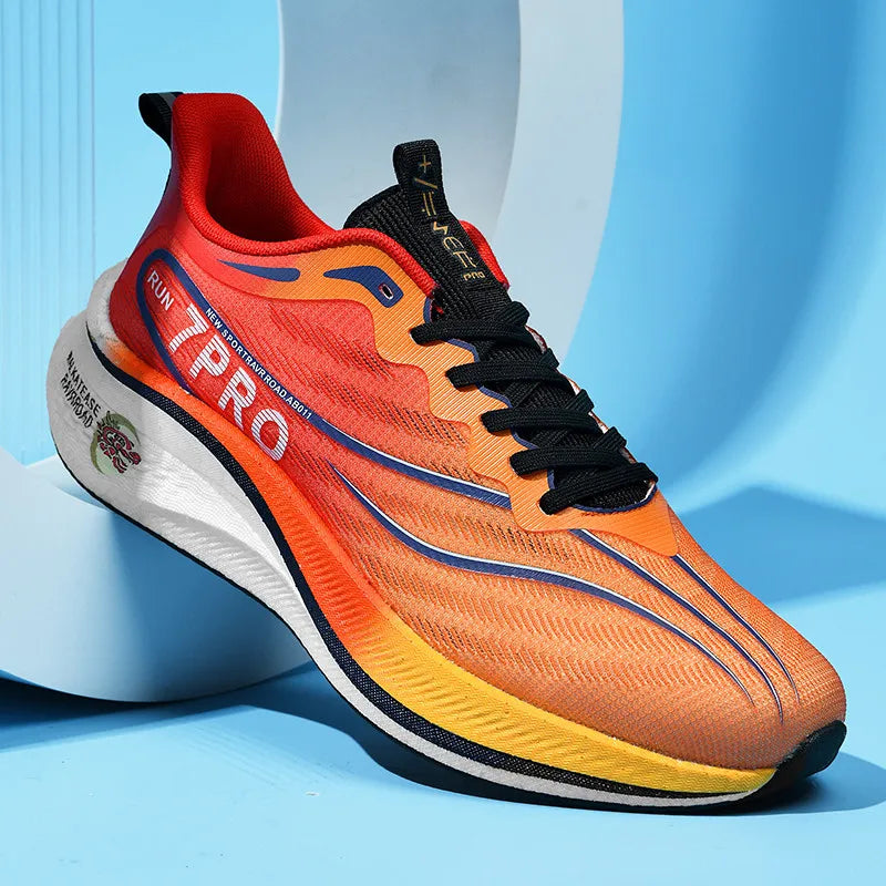 Tênis de corrida masculino de verão novo profissional placa de carbono sapatos de treinamento esportivo ao ar livre antiderrapante absorção de choque tênis