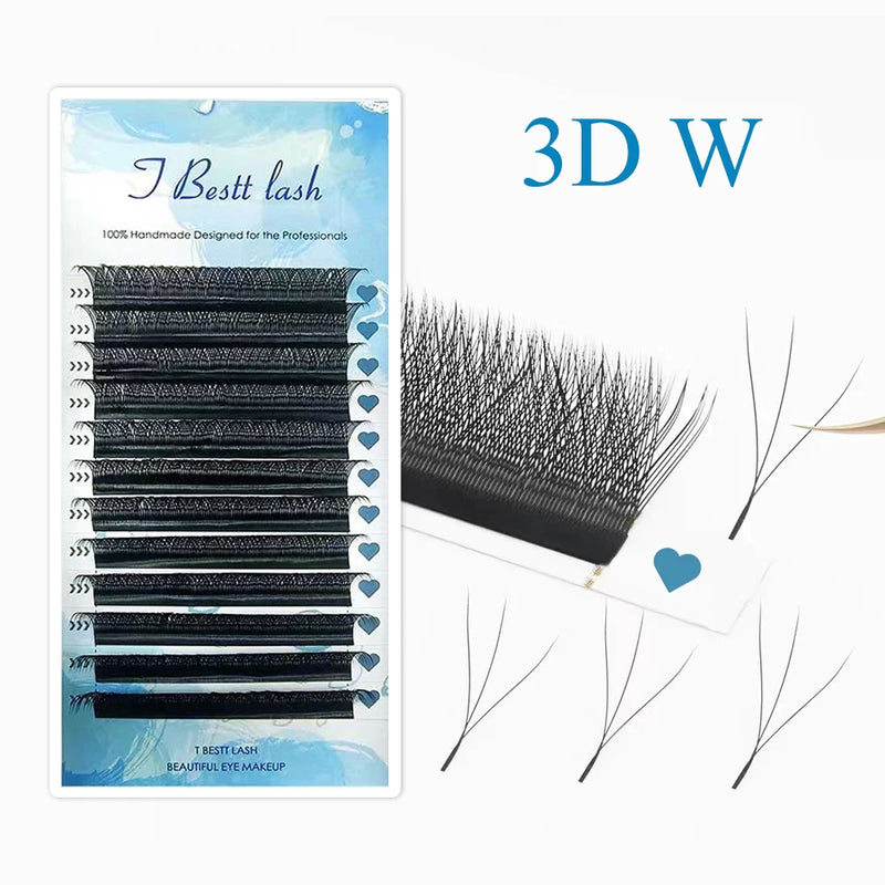 TBestt Matte Black 5D W Shape Eyelashes Extensions Premade Volume Lash Faux Natural Professional 3D W Cilios Lashes