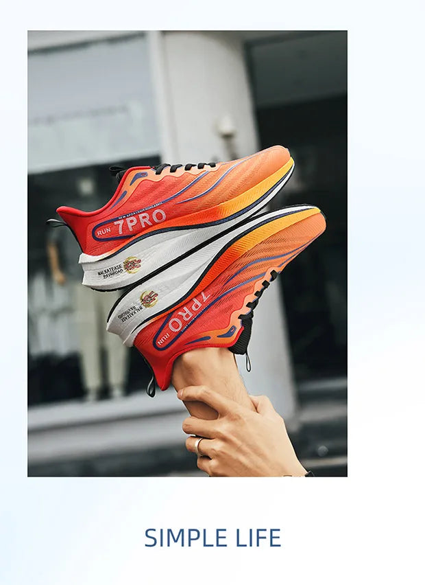 Tênis de corrida masculino de verão novo profissional placa de carbono sapatos de treinamento esportivo ao ar livre antiderrapante absorção de choque tênis