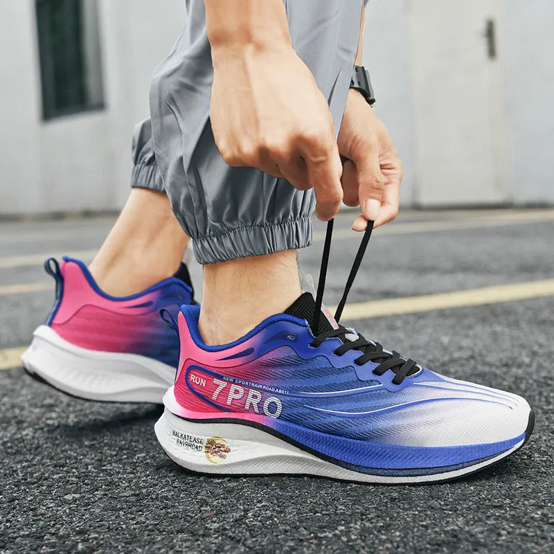 Tênis de corrida masculino de verão novo profissional placa de carbono sapatos de treinamento esportivo ao ar livre antiderrapante absorção de choque tênis