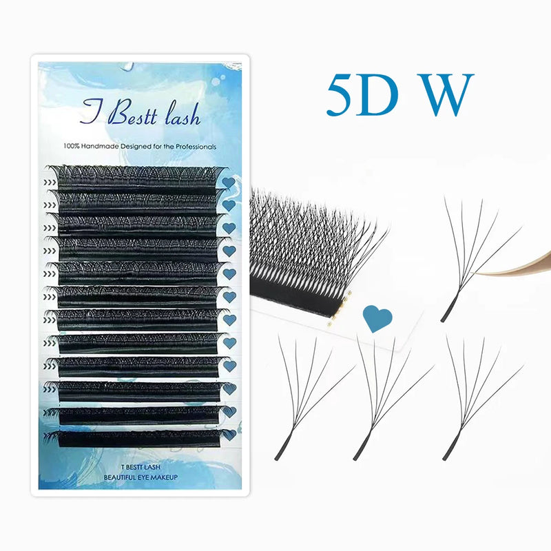 TBestt Matte Black 5D W Shape Eyelashes Extensions Premade Volume Lash Faux Natural Professional 3D W Cilios Lashes