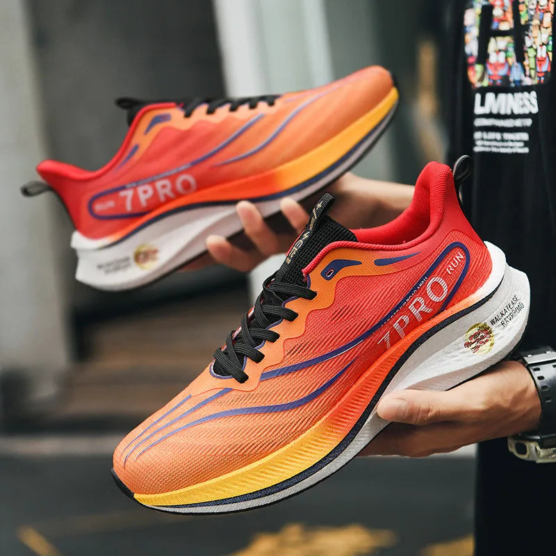 Tênis de corrida masculino de verão novo profissional placa de carbono sapatos de treinamento esportivo ao ar livre antiderrapante absorção de choque tênis